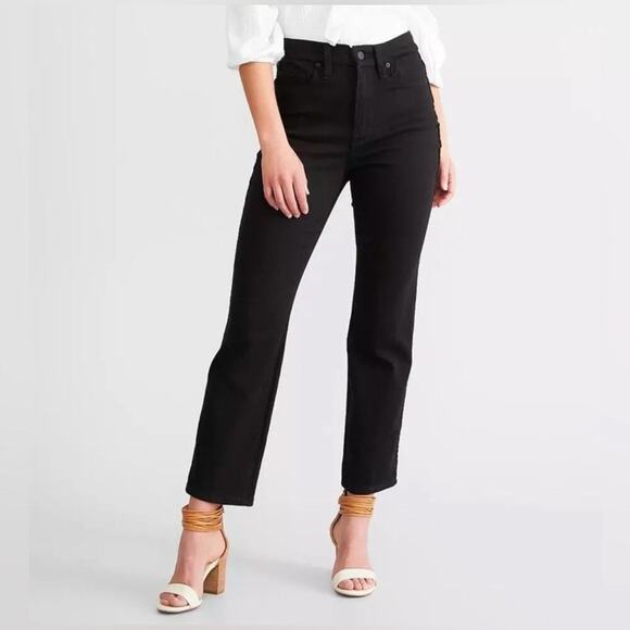 Good American Black High Rise Straight Leg‎ Women's Jeans- 28/6 - Picture 1 of 8